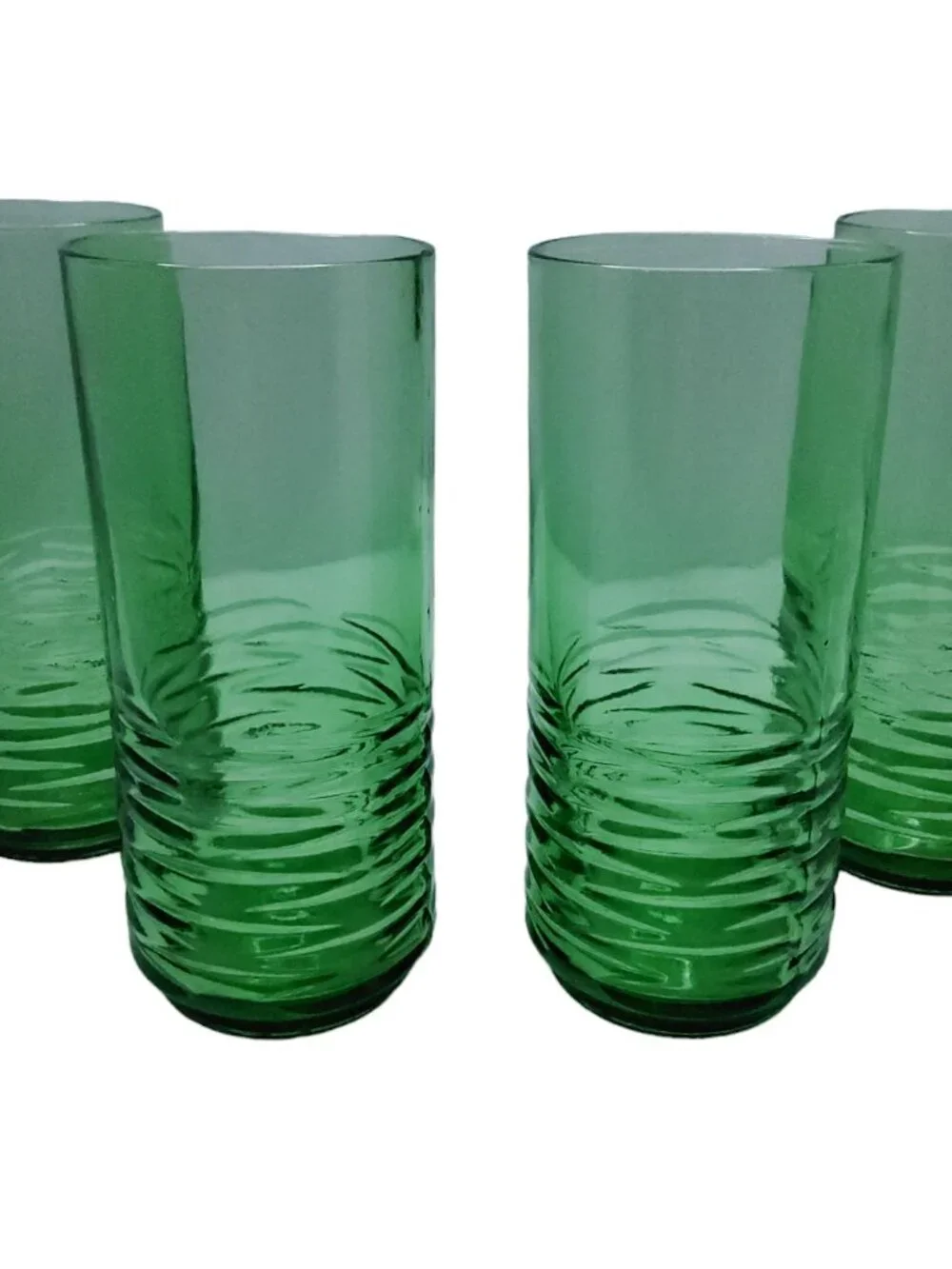 Vintage set of 4 Anchor Hocking sea moss green ribbed 8oz juice glasses